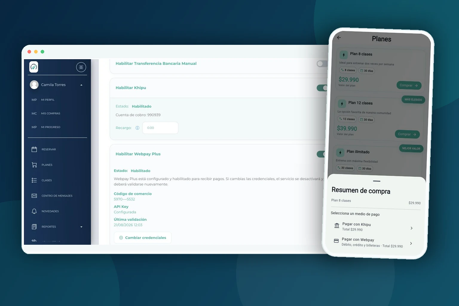 Planes y pagos online de EspacioFit