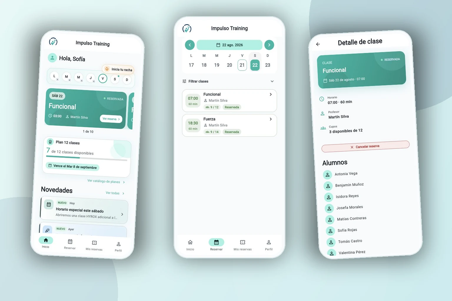 Reservas online web y móvil de EspacioFit