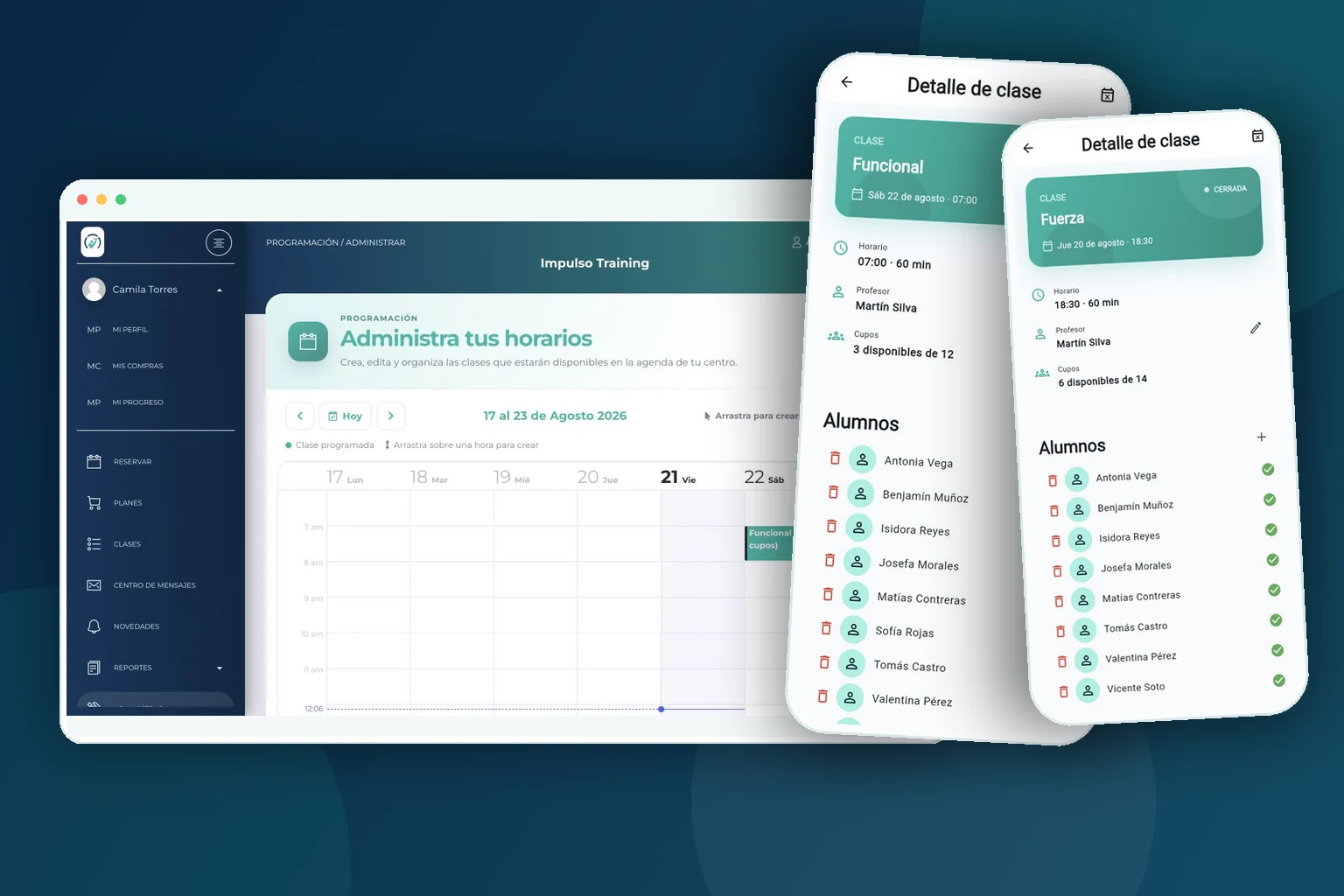 Experiencia web y móvil para coaches en EspacioFit